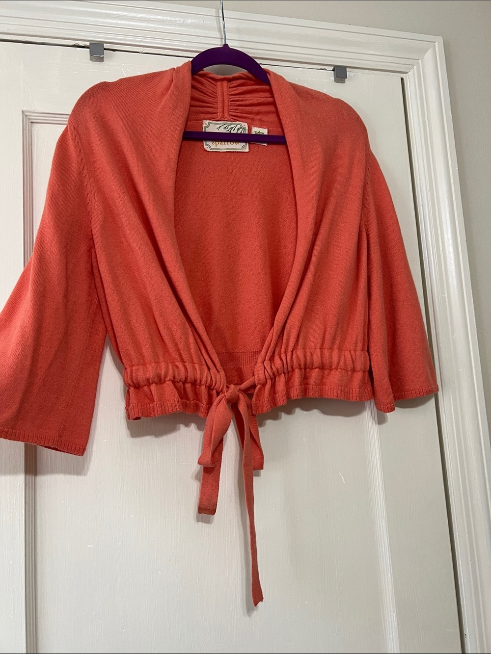 Sparrow Vintage pale Coral Tie-Waist Womens Sweater Cardigan